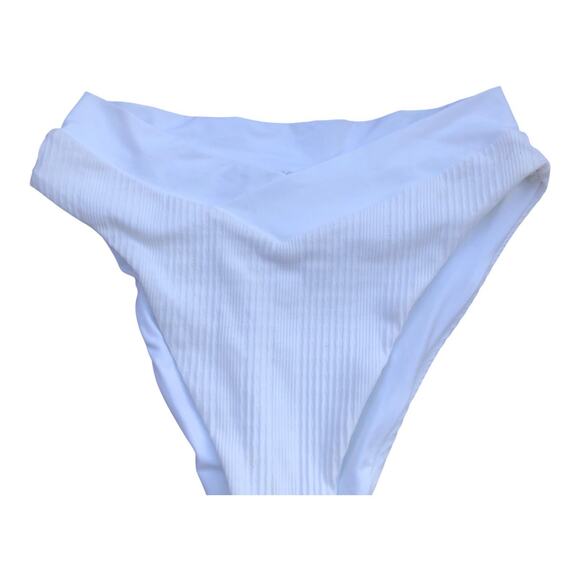 L Space Court Bitsy Cut White Ribbed Bikini Bottom Stretch Women's Sz Medium NWT - Picture 5 of 13